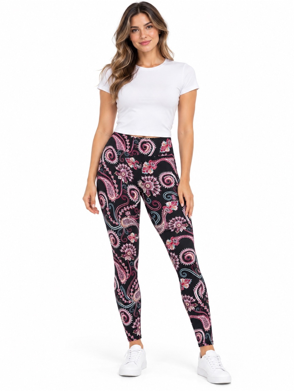 Lularoe Women’s Black & Pink Paisley Leggings T/C